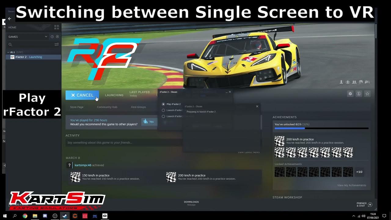 Switching between a Single Screen and VR in KartSim