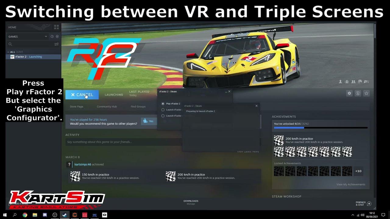 Switching between Triple Screens and VR in KartSim